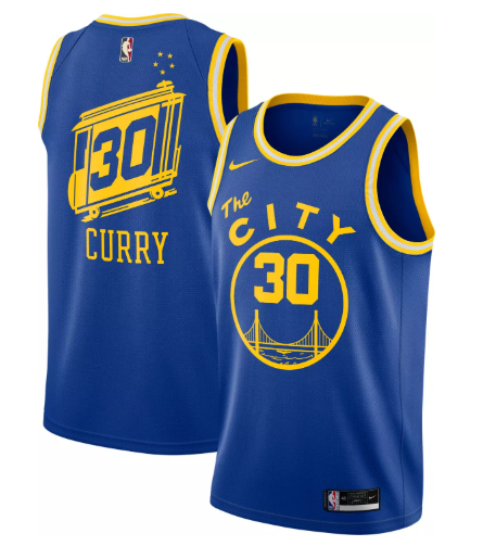 Men's Golden State Warriors #30 Stephen Curry Blue 2020-21 Dri-FIT Hardwood Classic Stitched NBA Jersey